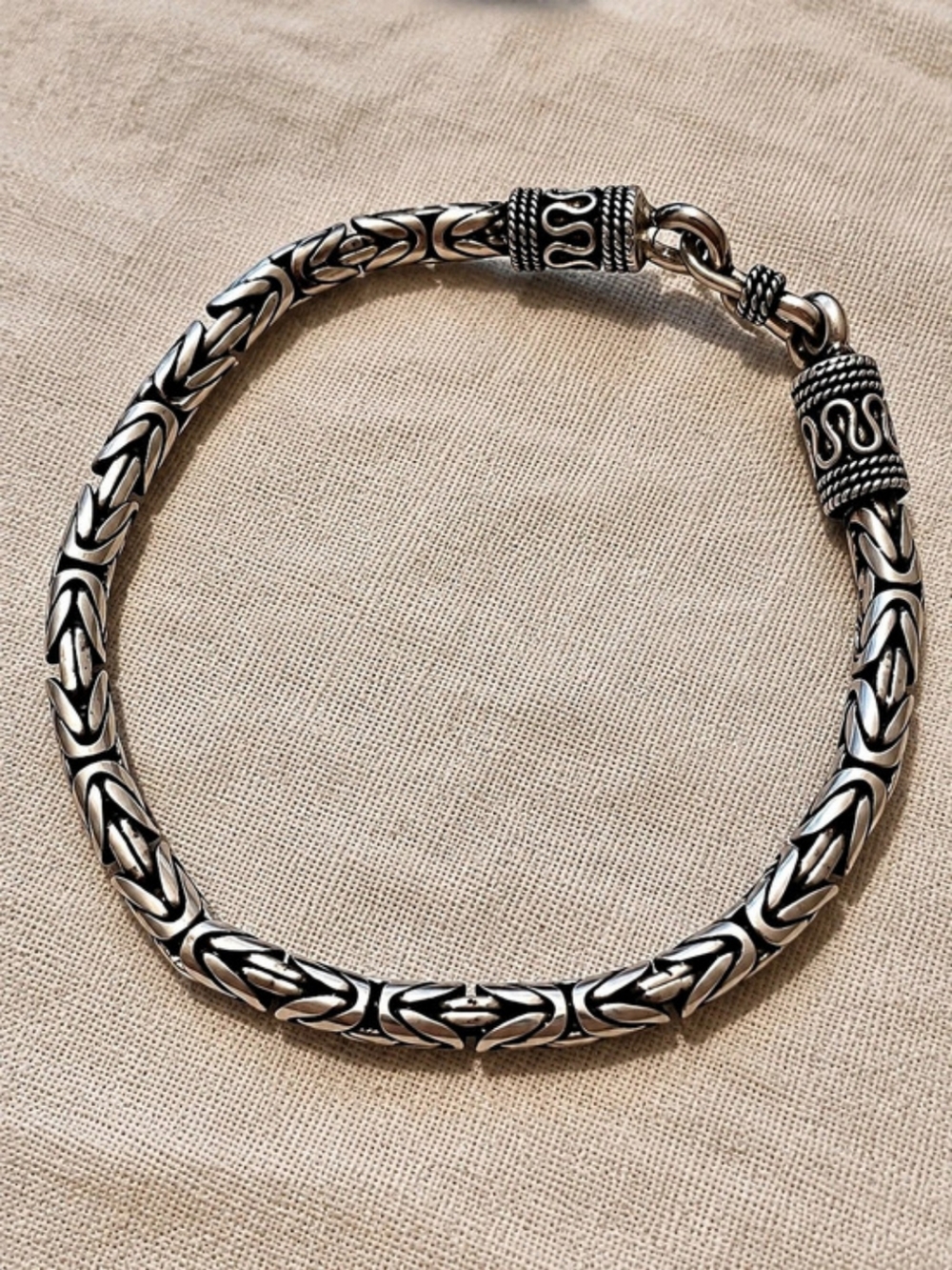925 Sterling Silver Byzantine Link Bracelet Ornate Toggle Clasp 22.56g 7.5